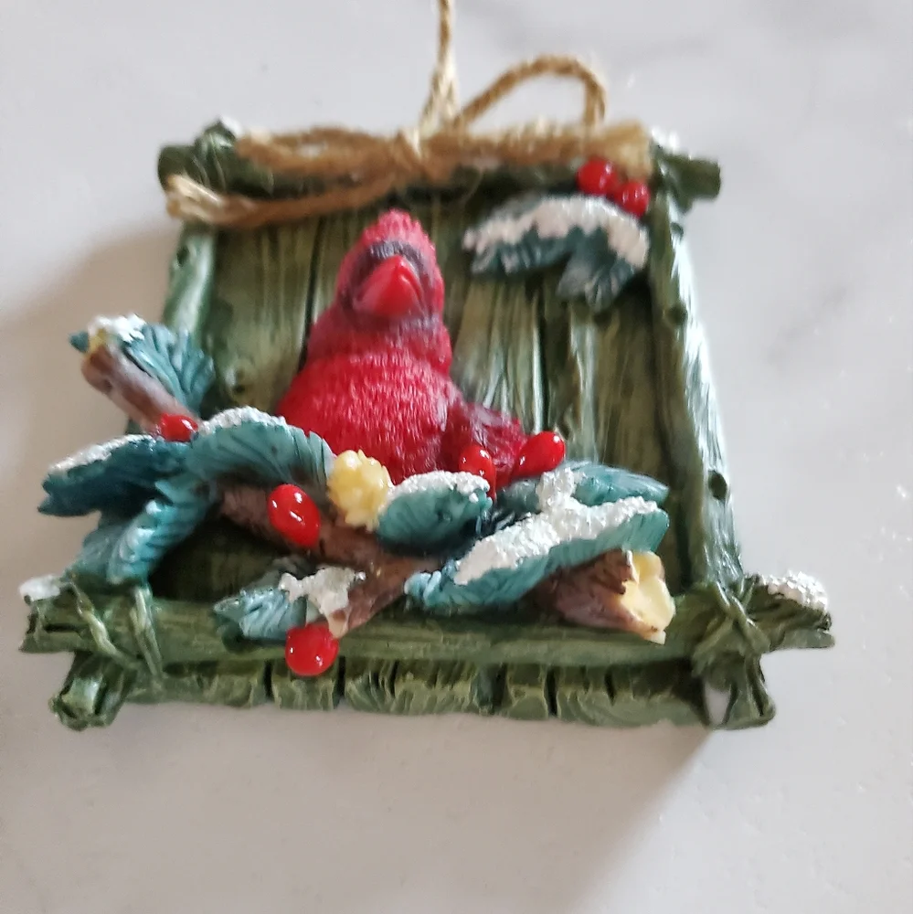 Cardinal & Snowy Holly Ornament